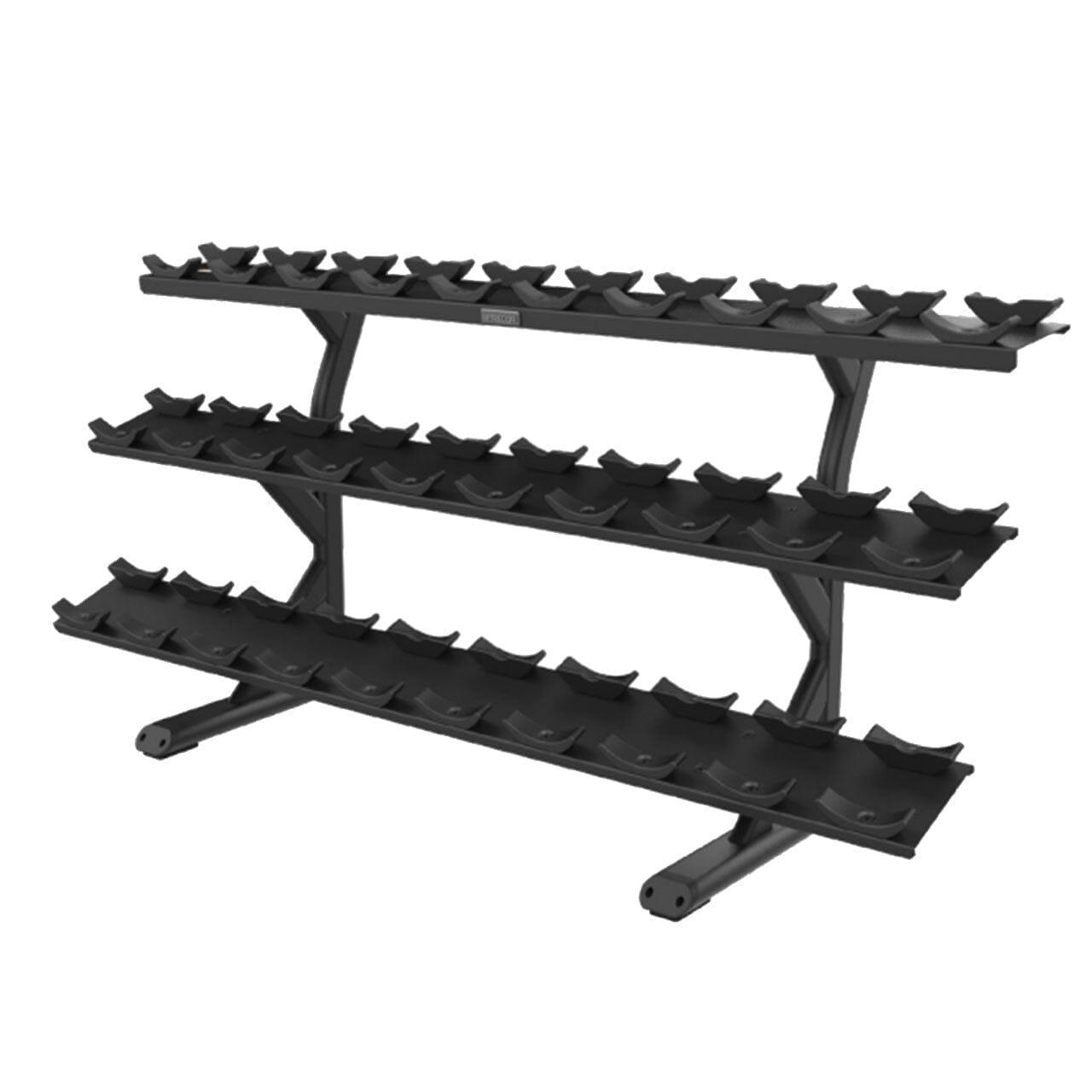 Precor Vitality Series 3 - Tier, 15 - Pair, Saddle Tray Dumbbell Rack (VBR 6815) - Top Fitness Store