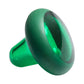 Green ergonomic massage ball with textured knobble design on white background