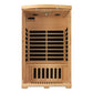 Two-person far infrared sauna with natural wood construction, black carbon heaters, digital control panel, and bench seating,