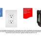 Electrical outlet and circuit breaker diagram showing 120V 15-amp requirements for sauna installation