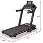 ProForm Carbon Pro 2000 treadmill with black frame, digital display screen, and cushioned running deck shown with dimensions