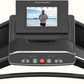 ProForm Carbon Pro 2000 treadmill with black frame, touchscreen display showing runner on beach, and control console with sta