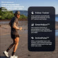 Man jogging on beach wearing sunglasses and dark athletic shirt, demonstrating iFIT Pro Membership features including Follow 