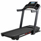 Black Proform Plus Trainer 1000 treadmill with digital display console, handrails, and black running deck on white background