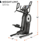 ProForm Pro HIIT H14 elliptical machine with black frame, white flywheel, dual handles, and digital console display on white 