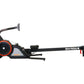 Ski-Row Air+PWR rowing machine with black frame, red flywheel, and extended rail on white background