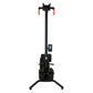 Black ski-row air rowing machine with digital display, red handles, and tripod base on white background