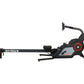 Ski-Row Air+PWR rowing machine with black frame, gray accents, red resistance dial, and extended rowing arm on white backgrou