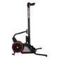 Ski-Row Air+PWR black and red rowing machine with fan wheel, adjustable handlebar, and footrest on white background