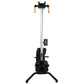 Ski-Row Air rowing machine with black frame, silver vertical post, orange handlebar grips, digital display console, and wide 