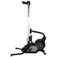 Shroud black and orange rowing machine with white vertical rail and black curved handle, on white background