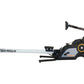 Shi-Row Air rowing machine with gray beam, black and gray frame, orange accents, and digital display on white background