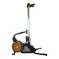 SKI-ROW AIR rowing machine with black frame, white vertical rail, orange and black flywheel, and extended footrest on white b