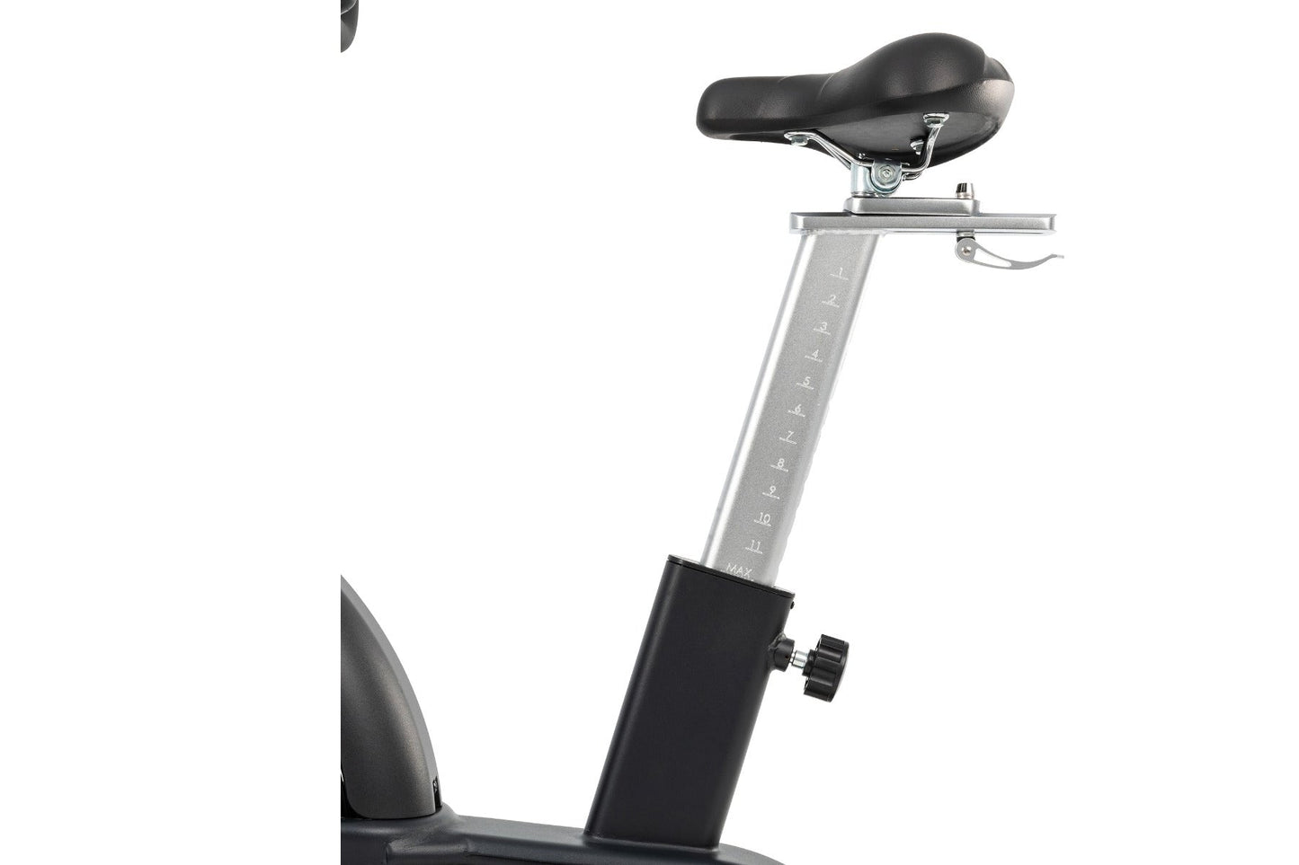 Spirit AB950 Airbike with black padded seat, silver adjustable post with numbered markings, and black base on white backgroun