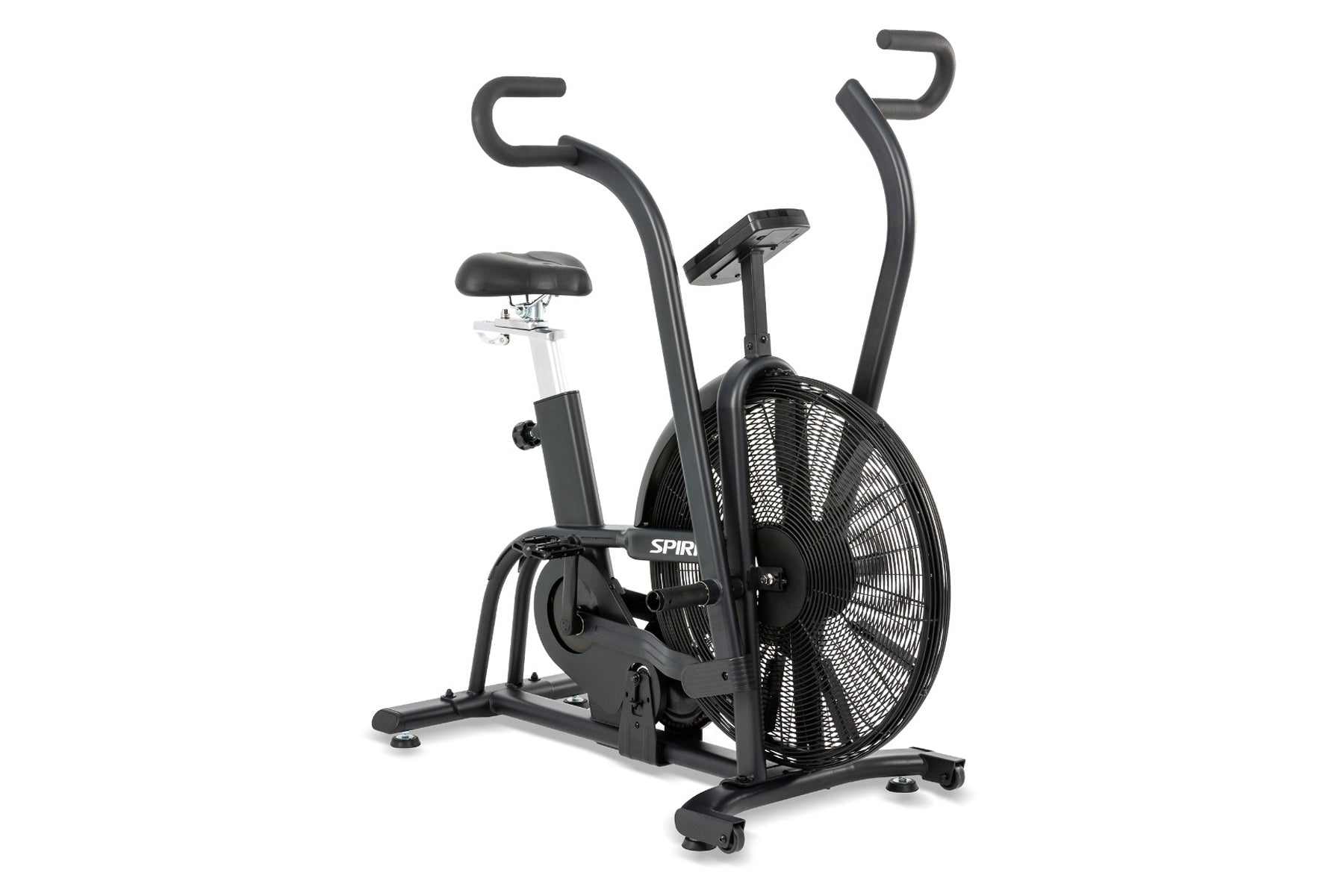 Spirit AB950 Airbike in black with large fan wheel, handlebars, padded seat, and digital console on white background