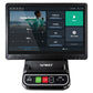 Spirit CE1000ENT Elliptical with touchscreen display showing Garmin fitness app interface and control console with green Star