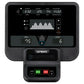 Spirit CE800 elliptical machine console with digital display showing distance, calories, pulse, speed, watts, and metrics, on