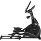 Black Spirit elliptical machine with dual handlebar grips, foot pedals, and display console on white background