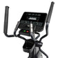 Black Spirit CE800 elliptical machine with digital display, dual handlebars with textured grips, and foot pedals on white bac
