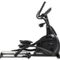 Spirit CE800ENT black elliptical machine with dual handlebar grips and foot pedals on white background