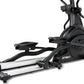 Spirit CE800ENT elliptical machine with black frame, silver rails, and adjustable foot pedals on white background