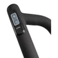 Black elliptical machine handlebar with digital control panel featuring "Level" adjustment buttons and plus/minus icons, on w