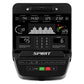 Spirit CE900 elliptical console displaying workout metrics including watts, time elapsed, calories, distance, heart rate, and