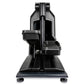 Black Spirit CE900 elliptical machine with dual foot pedals, vertical stride mechanism, and display console on white backgrou