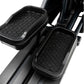 Black rubberized foot pedals with hexagonal textured pattern on Spirit CE900 elliptical machine, on white background