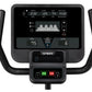Spirit CR800 recumbent exercise bike with digital console displaying distance, calories, pulse and time metrics, black frame 