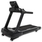 Black Spirit CT800 treadmill with digital display console, cushioned running deck, and fixed handrails on white background