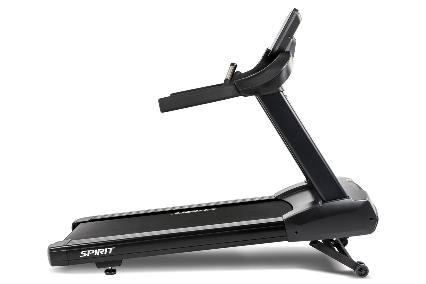 Black Spirit CT800 treadmill with digital console and cushioned running deck on white background
