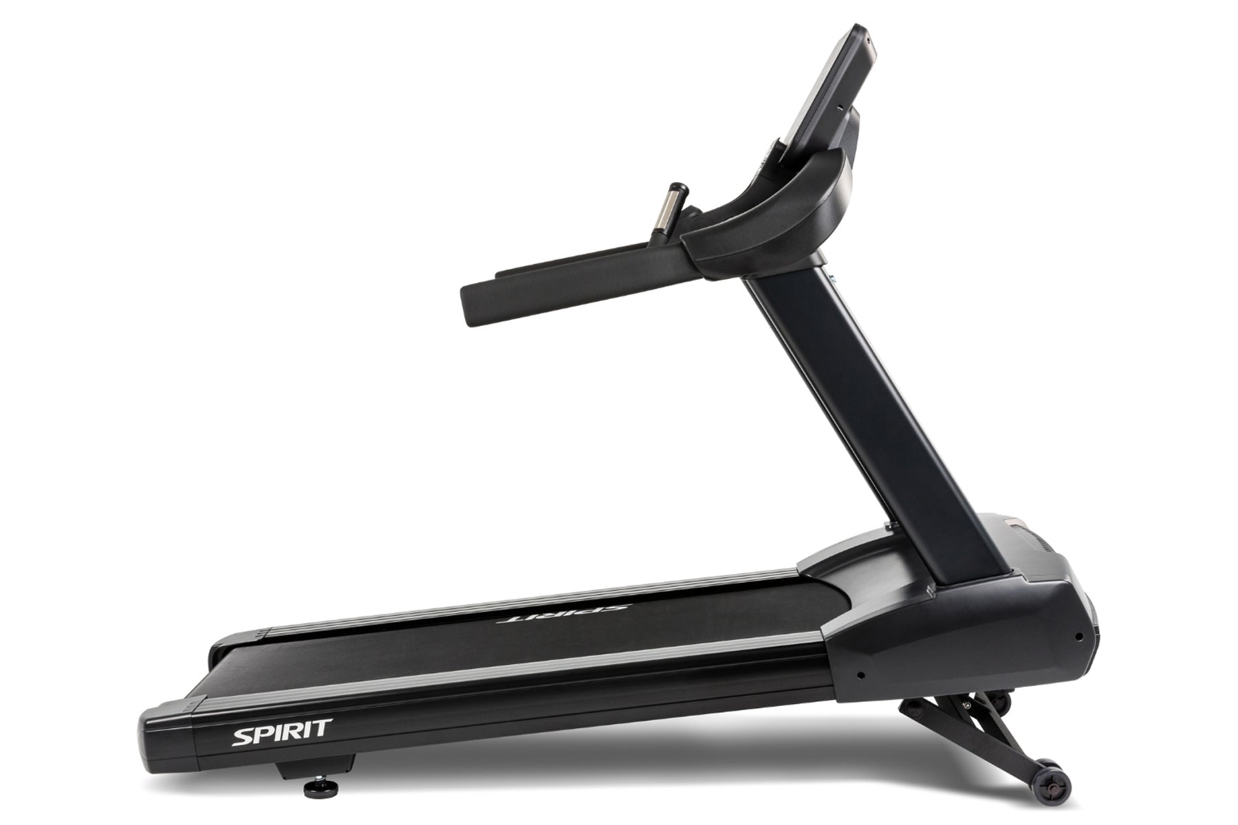 Black Spirit CT800 treadmill with digital console and cushioned running deck on white background