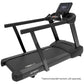 Black Spirit CT800 commercial treadmill with digital display console, dual handrails, and cushioned running deck on white bac