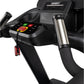 Spirit CT800ENT treadmill console with black frame, stainless steel handlebar, and colorful button controls on white backgrou