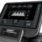 Spirit CT850 Treadmill console displaying digital metrics including distance, calories, pulse, time elapsed, and speed on bla