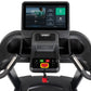 Spirit CT850ENT treadmill with black frame, dual chrome handles, touchscreen display showing workout interface with Start but