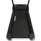 Black Spirit CT850ENT treadmill with dual handrails and textured running belt on white background