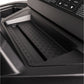Black rubber console tray with drainage holes on Spirit CT900 treadmill