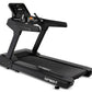 Black Spirit CT900 commercial treadmill with digital console, dual handrails, and running belt on white background