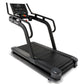 Spirit CTSBS900 black sled treadmill with digital console, handlebar grips, and slat belt deck on white background