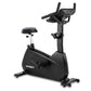 Spirit CU800ENT upright exercise bike with black frame, padded seat, dual handlebar arms, and digital console on white backgr