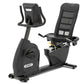 Spirit XBR25 black recumbent exercise bike with padded seat, mesh backrest, and digital console on white background