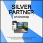 Kinomap Silver Partner badge with app screenshot on phone and tablet