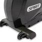Spirit XBR95 recumbent exercise bike with gray padded seat, black footrest, and wheels on white background