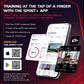Spirit+ app promotional graphic showing smartphones displaying fitness classes, workout stats, and training features on dark 
