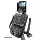 Spirit XBR95 recumbent exercise bike with black frame, digital console displaying workout metrics, and tablet holder mounted 