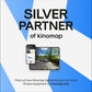 Silver Partner of Kinomap promotional graphic featuring smartphone and tablet displaying fitness app interface with road scen
