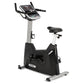 Spirit XBU55ENT upright stationary bike with black and silver frame, digital display console, adjustable black seat, and foot