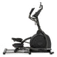 Black Spirit XE295 elliptical machine with pedals, handles, and adjustable seat on white background